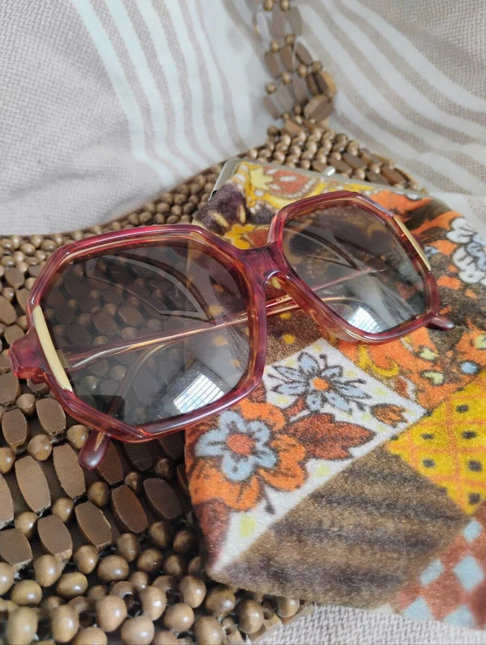 Vintage Bundle Groovy Granny Handbag Sunglass & Pouch